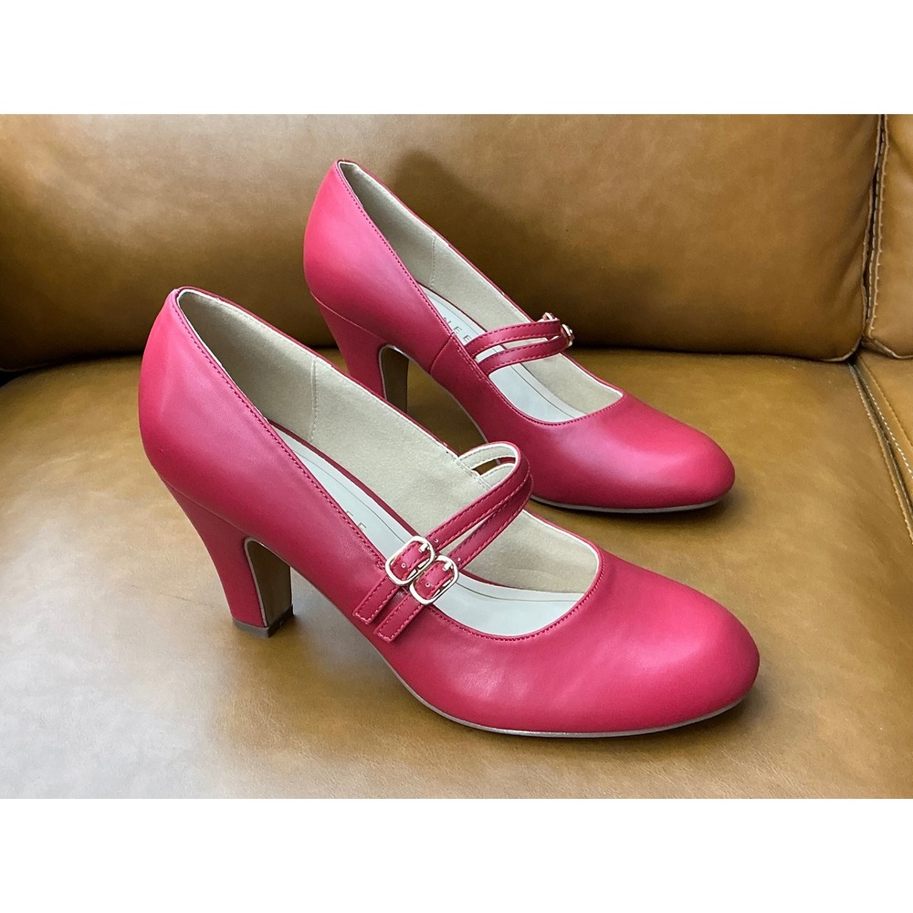 Journee Windy Pumps Womens 7.5 Red  Double Strap Mary Jane Heels